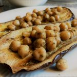 Roasted eggplant with balsamic chickpeas